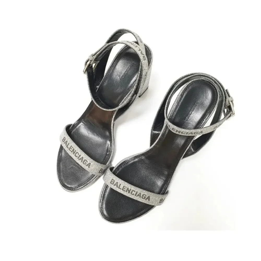 Balenciaga Round Glitter Logo Sandals Sz.38 - Picture 5 of 8